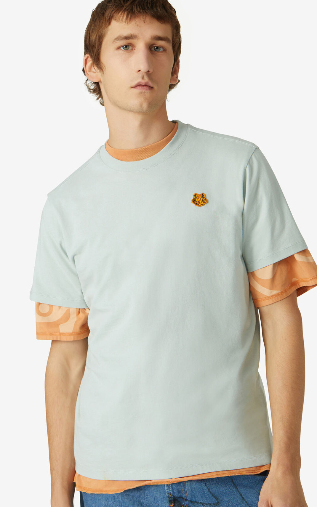 Kenzo Tiger Crest T Shirt Olive Green For Mens 3472SVTMA